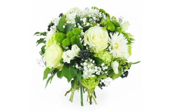 Bouquet Rond Blanc & Vert "Grenoble" 1 Bouquet Rond Blanc & Vert "Grenoble"
