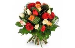 Bouquet Rond De Roses Colorées Joie