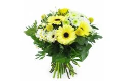 Bouquet Rond Jaune & Blanc "Prague"